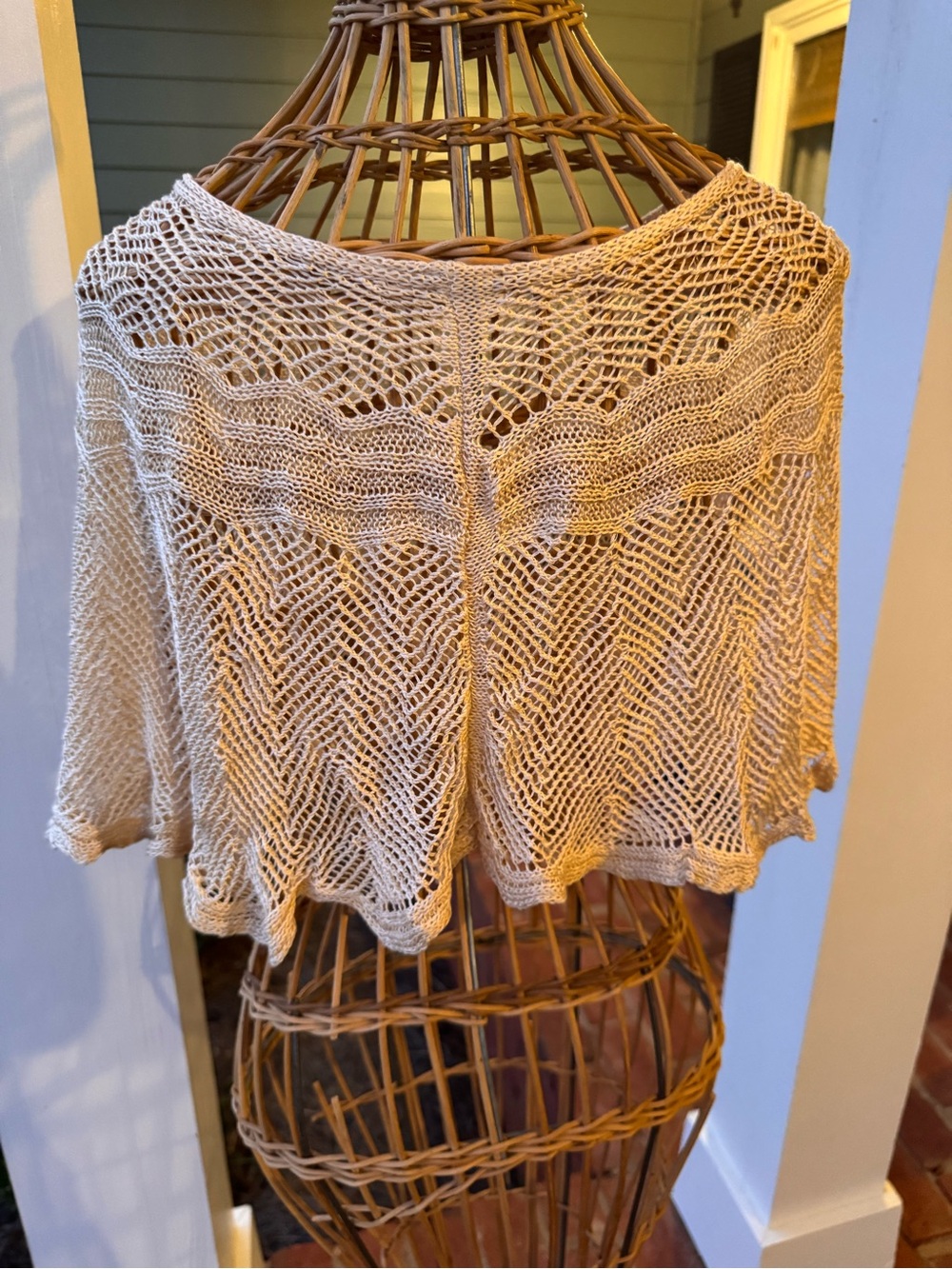 Boho Crochet Open Knit Lace Top Beige Sheer Festival Cover Up